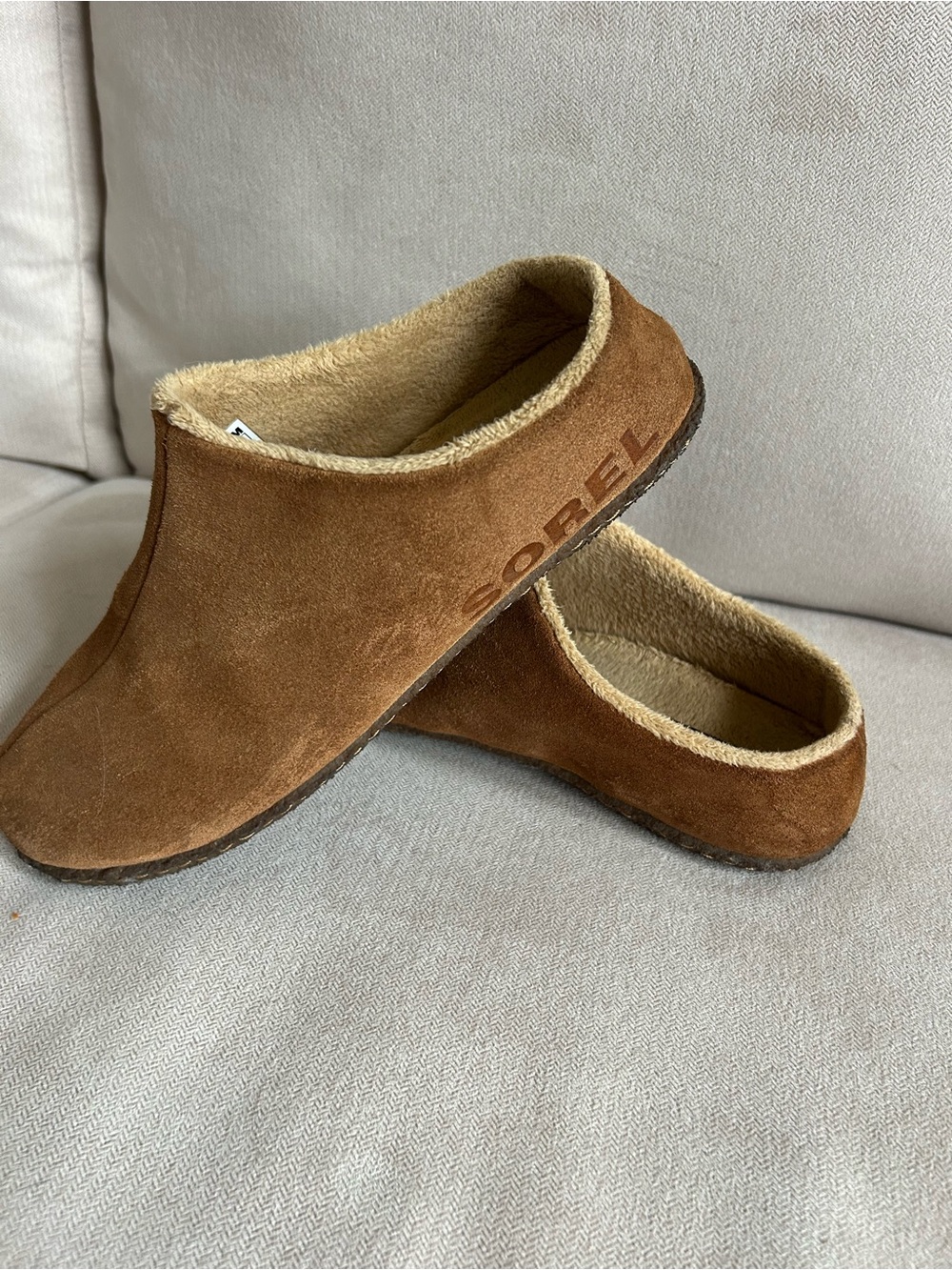 SOREL‎ Lanner Ridge II Suede Slippers Camel Brown Women's 🌺Size 8 (Youth 6)